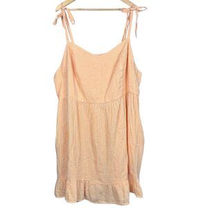 Old Navy Dress Women Gingham Check Cami Tiered Cottagecore Smocked 4X Orange New